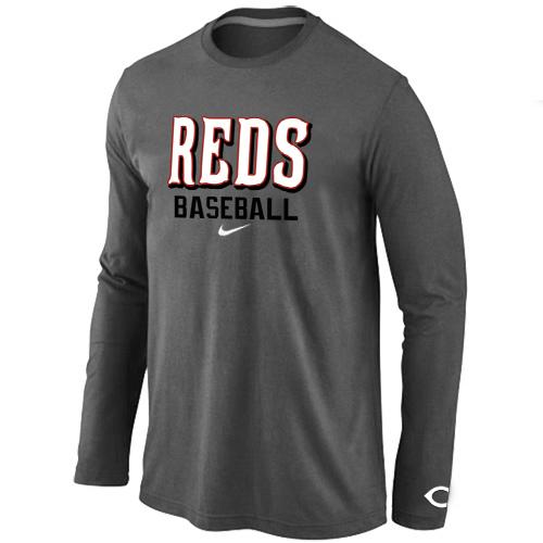 Cheap Nike Cincinnati Reds Long Sleeve MLB T-Shirt D.Grey For Sale